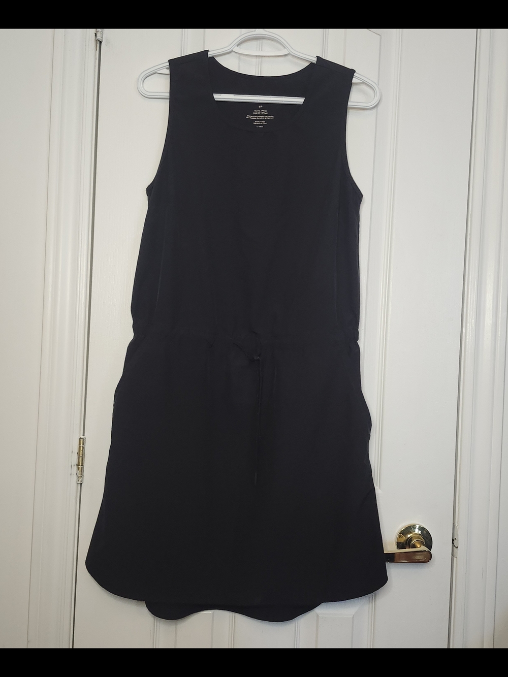 Travel Dress Sleeveless Black High-Low Drawstring Waist - Sz S - Picture 2 of 6